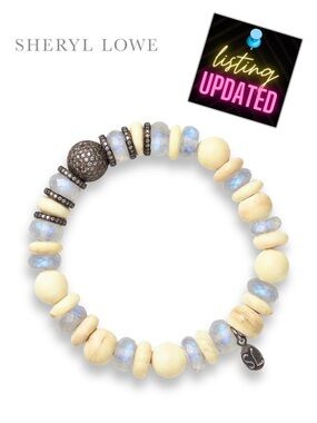 SHERYL LOWE new Moonstone Bone Diamond Beaded Bracelet